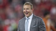 Nov 15, 2025; Athens, Georgia, USA; ESPN analyst Kirk Herbstreit smiles prior to a game between the Texas Longhorns and the Georgia Bulldogs at Sanford Stadium. 