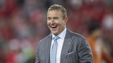 Nov 15, 2025; Athens, Georgia, USA; ESPN analyst Kirk Herbstreit smiles prior to a game between the Texas Longhorns and the Georgia Bulldogs at Sanford Stadium. 