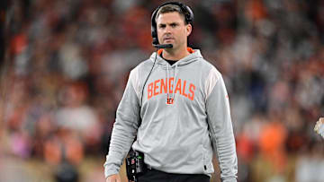 Oct 31, 2022; Cleveland, Ohio, USA; Cincinnati Bengals head coach Zac Taylor walks on the sideline