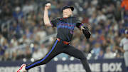 Sep 9, 2024; Toronto, Ontario, CAN; Toronto Blue Jays starting pitcher Ryan Burr (43) pitches to the New York Mets during the first inning at Rogers Centre. 