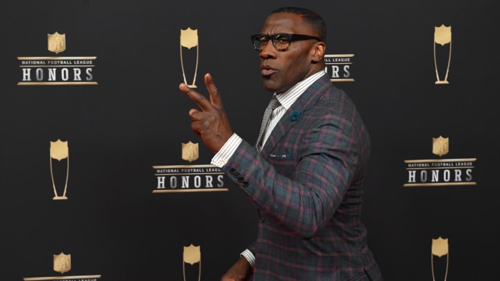 Feb 2, 2019; Atlanta, GA, USA; Shannon Sharpe during red carpet arrivals for the NFL Honors show at the Fox Theatre. Mandatory Credit: Dale Zanine-USA TODAY Sports