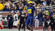 Michigan quarterback Bryce Underwood (19) reacts after throwing an interception against Purdue during the first half at Michigan Stadium in Ann Arbor on Saturday, November 1, 2025.