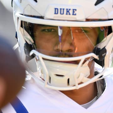 Duke quarterback Darian Mensah has thrown for 3,450 yards with 28 touchdowns and four interceptions in 12 games this season.