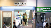 Shoppers are seen at the Swiss electronics company Logitech...