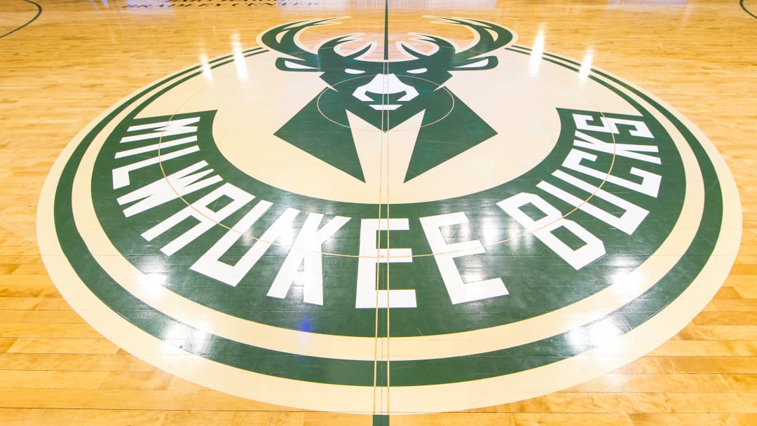 Mar 30, 2016; Milwaukee, WI, USA; The Milwaukee Bucks logo on the floor prior o the game against the Phoenix Suns at BMO Harris Bradley Center.  Milwaukee won 105-94.  Mandatory Credit: Jeff Hanisch-USA TODAY Sports