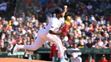 Apr 9, 2024; Boston, Massachusetts, USA; Boston Red Sox pitcher Joely Rodriguez (56) throws against the Baltimore Orioles during the sixth inning at Fenway Park. Mandatory Credit: Eric Canha-USA TODAY Sports