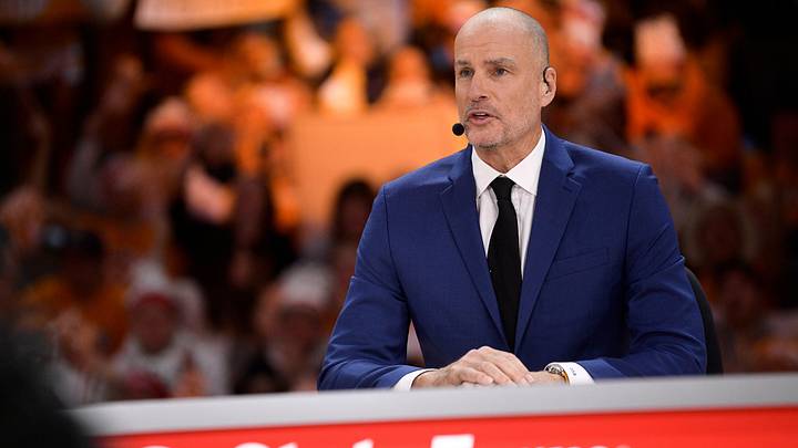 ESPN's Jay Bilas speaks during ESPN's 'College GameDay' broadcast ahead of No. 4 Tennessee's basketball game against No. 10 Texas at Thompson-Boling Arena in Knoxville, Tenn., on Saturday, Jan. 28, 2023.

Kns Ut Basketball College Gameday