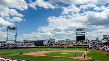 Jun 21, 2021; Omaha, Nebraska, USA;  General stadium view during the game between the Arizona Wildcats and the Stanford Cardinal at TD Ameritrade Park. Mandatory Credit: Steven Branscombe-Imagn Images