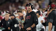 Sep 13, 2025; Stanford, California, USA; Stanford Cardinal head coach Frank Reich stands on the sideline during the fourth quarter against the Boston College Eagles at Stanford Stadium. Mandatory Credit: Darren Yamashita-Imagn Images