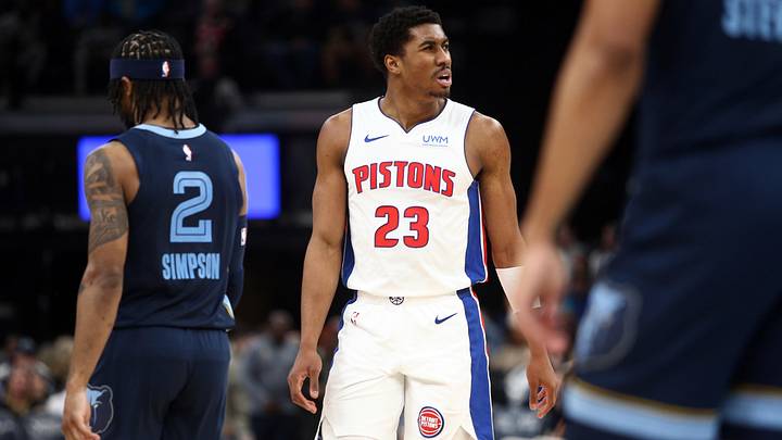 Apr 5, 2024; Memphis, Tennessee, USA; Detroit Pistons guard Jaden Ivey (23) : Petre Thomas-Imagn Images