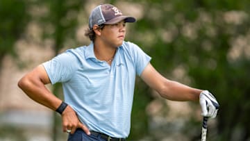 Charlie Woods during the first round of the 108th Amateur Championship 