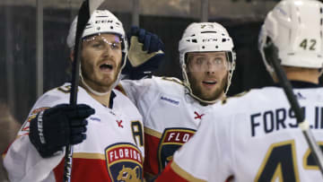 Matthew Tkachuk and Carter Verhaeghe in Game 1