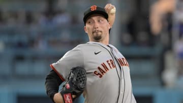 Jul 22, 2024; Los Angeles, California, USA;  San Francisco Giants starting pitcher Blake Snell throws a pitch.
