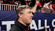 Georgia coach Kirby Smart celebrates after the winning the SEC championship game against Texas in Atlanta, on Saturday, Dec. 7, 2024. Georgia won 22-19.