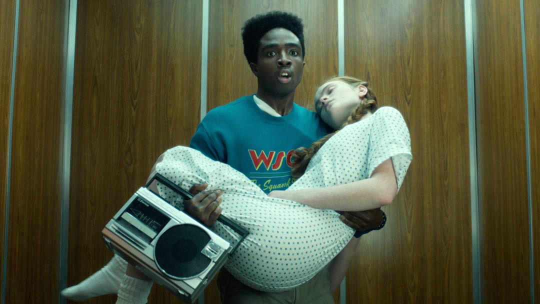 STRANGER THINGS: SEASON 5. (L to R) Caleb McLaughlin as Lucas Sinclair and Sadie Sink as Max Mayfield in Stranger Things: Season 5. Cr. COURTESY OF NETFLIX © 2025 STRANGER THINGS: SEASON 5. (L to R) Caleb McLaughlin as Lucas Sinclair and Sadie Sink as Max Mayfield in Stranger Things: Season 5. Cr. COURTESY OF NETFLIX © 2025