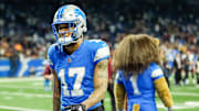 Detroit Lions wide receiver Tim Patrick (17) walks off the field after 45-31 loss to Washington Commanders at the NFC divisional round at Ford Field in Detroit on Saturday, Jan. 18, 2025.