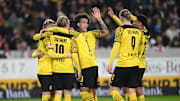 Die BVB-Spieler bejubeln den zweiten Treffer