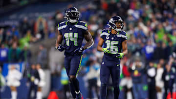 DK Metcalf and Tyler Lockett of the Seattle Seahawks