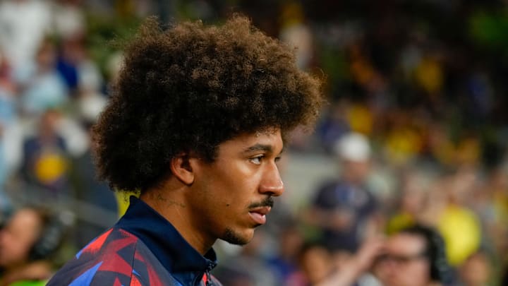 Oct 10, 2025; Austin, Texas, USA; United States defender Chris Richards (3) during player introductions at Q2 Stadium. Mandatory Credit: Scott Coleman-Imagn Images