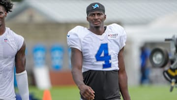 CB Emmanuel Moseley walks off the field at the end of the Detroit Lions training camp at the Lions practice facility in Allen Park, Mich. on Monday, July 29, 2024.