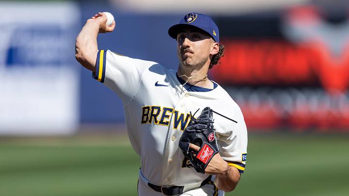 Feb 27, 2026; Phoenix, Arizona, USA; Milwaukee Brewers pitcher Brandon Sproat against the Chicago White Sox during a spring training game at American Family Fields of Phoenix. Mandatory Credit: Mark J. Rebilas-Imagn Images