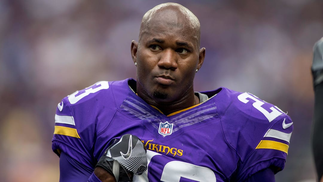 Minnesota Vikings cornerback Terence Newman (23) rests during an injury timeout in the game with the San Diego Chargers in the second quarter at U.S. Bank Stadium. The Minnesota Vikings win 23-10.