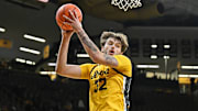Iowa Hawkeyes transfer Owen Freeman (32) committed to the Creighton Bluejays as the top-ranked center in the transfer portal