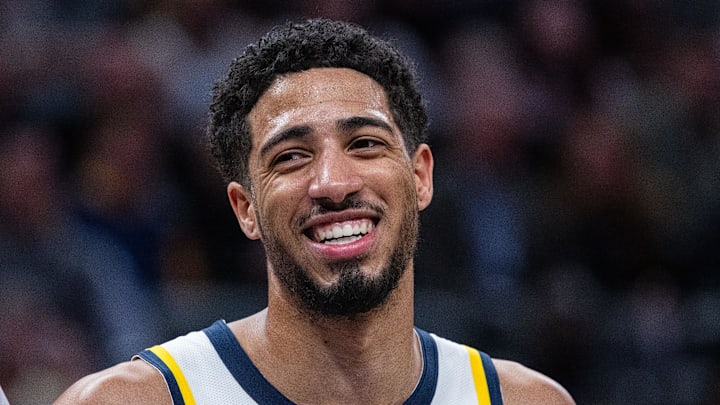 Indiana Pacers guard Tyrese Haliburton (0) in the first half against the Washington Wizards at Gainbridge Fieldhouse. Indiana Pacers guard Tyrese Haliburton (0) in the first half against the Washington Wizards at Gainbridge Fieldhouse.
