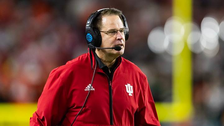 Jan 19, 2026; Miami Gardens, FL, USA; Indiana Hoosiers head coach Curt Cignetti against the Miami Hurricanes in the College Football Playoff National Championship game at Hard Rock Stadium. Mandatory Credit: Mark J. Rebilas-Imagn Images
