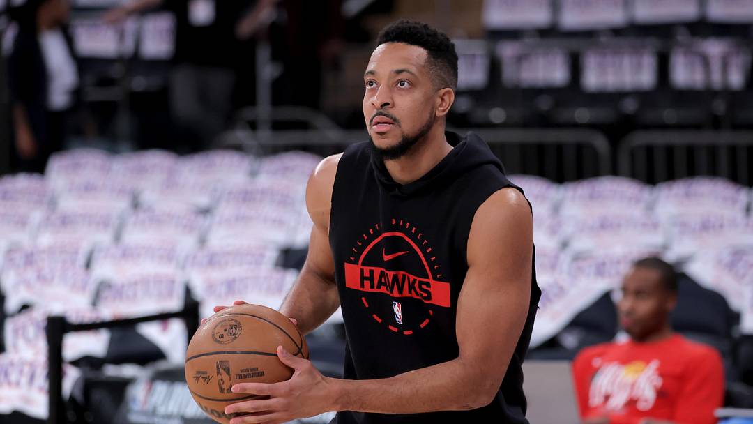 Apr 28, 2026; New York, New York, USA; Atlanta Hawks guard CJ McCollum (3) warms up before game five of the first round of the 2026 NBA Playoffs against the New York Knicks at Madison Square Garden. Mandatory Credit: Brad Penner-Imagn Images
