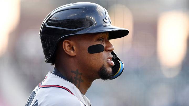 May 1, 2026; Denver, Colorado, USA; Atlanta Braves outfielder Ronald Acuna Jr. (13) before his at bad during the first inning against the Colorado Rockies at Coors Field. Mandatory Credit: Christopher Hanewinckel-Imagn Images