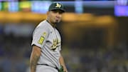Jhonny Pereda couldn’t hide his smile after striking out Shohei Ohtani in an Athletics loss to the Dodgers. 