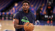 Nov 5, 2025; New York, New York, USA; Minnesota Timberwolves guard Anthony Edwards (5) warms up before a game against the New York Knicks at Madison Square Garden.