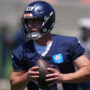 Jun 10, 2025; Denver, CO, USA; Denver Broncos quarterback Bo Nix (10) during minicamp at Broncos Park Powered by CommonSpirit.