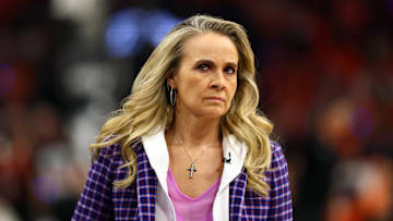 Oct 8, 2025; Phoenix, Arizona, USA; Las Vegas Aces head coach Becky Hammon against the Phoenix Mercury during game three of the 2025 WNBA Finals at PHX Arena. Mandatory Credit: Mark J. Rebilas-Imagn Images