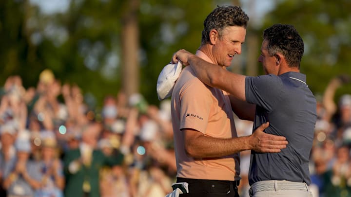 Justin Rose (left) lost to Rory McIlroy (right) in a playoff at the Masters. The emotions of a second playoff loss at Augusta are impossible to contextualize. Justin Rose (left) lost to Rory McIlroy (right) in a playoff at the Masters. The emotions of a second playoff loss at Augusta are impossible to contextualize.