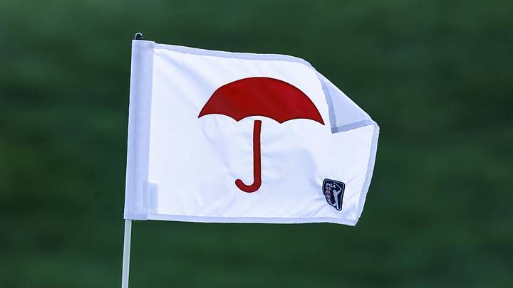 Travelers Championship flag on the 18th hole at TPC River Highlands