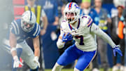 Bills cornerback Taron Johnson returns a Joe Flacco interception for a touchdown in Sunday's 30-20 win over the Colts.