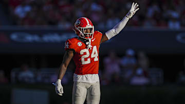 Oct 12, 2024; Athens, Georgia, USA; Georgia Bulldogs defensive back Malaki Starks (24) on the field against the Mississippi State Bulldogs at Sanford Stadium. Mandatory Credit: Dale Zanine-Imagn Images