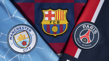 The Manchester City, FC Barcelona and Paris Saint-Germain Badges