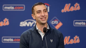 New York Mets President of Baseball Operations David Stearns addresses the media.
