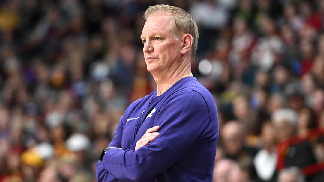 Kansas State Wildcats coach Jeff Mittie looks on against the USC Trojans during the first half of a Sweet 16 NCAA Tournament basketball game at Spokane Arena. at Spokane Arena. 