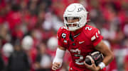 Oct 25, 2025; Cincinnati, Ohio, USA;  Cincinnati Bearcats quarterback Brendan Sorsby (2) runs with the ball against the Baylor Bears in the first half at Nippert Stadium. Mandatory Credit: Aaron Doster-Imagn Images