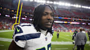 Dec 8, 2024; Glendale, Arizona, USA; Seattle Seahawks cornerback Riq Woolen (27) against the Arizona Cardinals at State Farm Stadium.