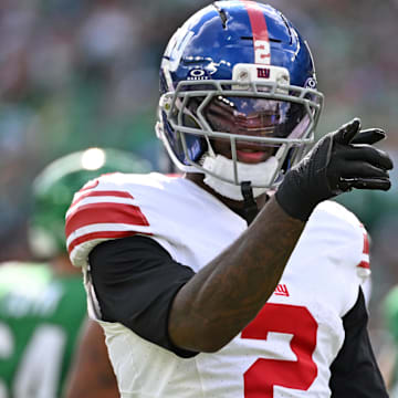 New York Giants cornerback Deonte Banks (2) against the Philadelphia Eagles at Lincoln Financial Field.  