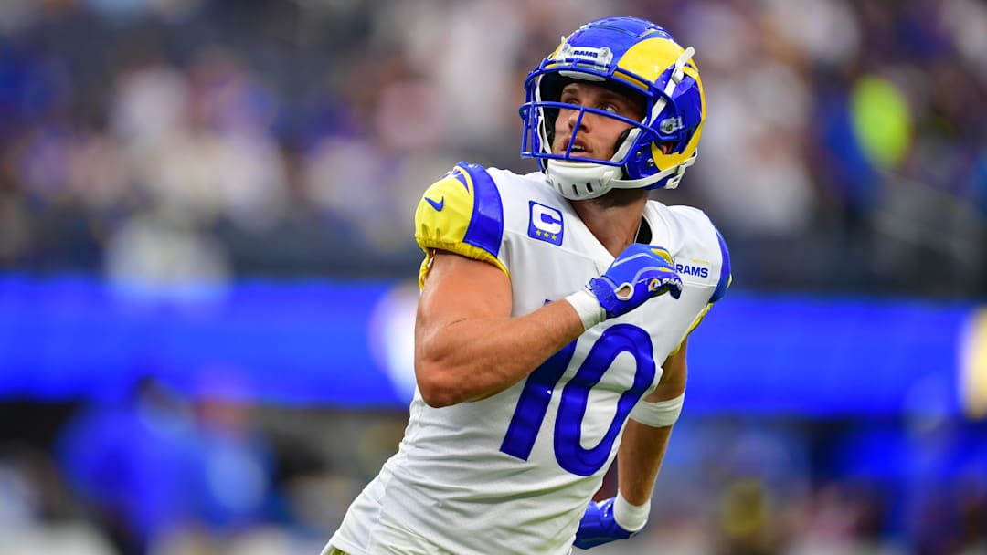 Sep 8, 2022; Inglewood, California, USA; Los Angeles Rams wide receiver Cooper Kupp (10) warms up before the game against the Buffalo Bills at SoFi Stadium. Mandatory Credit: Gary A. Vasquez-Imagn Images Sep 8, 2022; Inglewood, California, USA; Los Angeles Rams wide receiver Cooper Kupp (10) warms up before the game against the Buffalo Bills at SoFi Stadium. Mandatory Credit: Gary A. Vasquez-Imagn Images