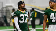 Green Bay Packers corner back Johnathan Baldwin (37) participates in the team's minicamp at Ray Nitschke Field. 