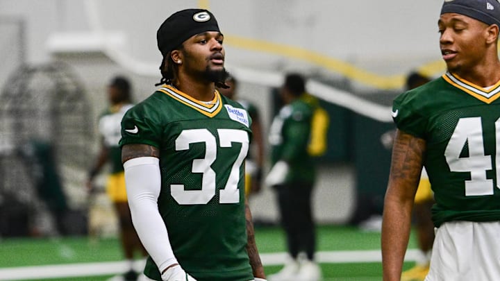 Green Bay Packers corner back Johnathan Baldwin (37) participates in the team's minicamp at Ray Nitschke Field. Green Bay Packers corner back Johnathan Baldwin (37) participates in the team's minicamp at Ray Nitschke Field.