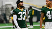 Green Bay Packers corner back Johnathan Baldwin (37) participates in the team's minicamp at Ray Nitschke Field. Mandatory Credit: Benny Sieu-Imagn Images