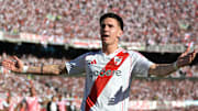 Franco Mastantuono, buteur pour River Plater, sur coup franc contre Boca Juniors